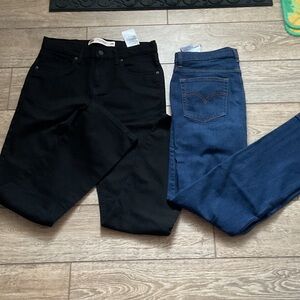 2 Levi's BoysBlack and Blue Slim Jeans Size 18 Adjustable Waist